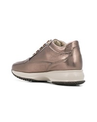 goldene verzierte Leder niedrige Sneakers von Hogan