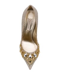 goldene verzierte Leder Pumps von Casadei