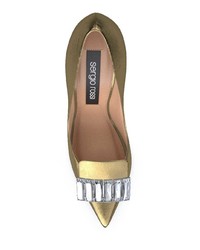 goldene verzierte Leder Pumps von Sergio Rossi