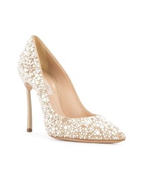 goldene verzierte Leder Pumps von Casadei