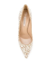 goldene verzierte Leder Pumps von Casadei