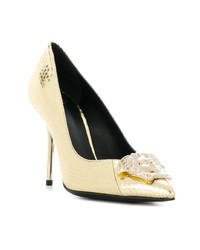 goldene verzierte Leder Pumps von Versace