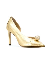 goldene verzierte Leder Pumps von Jimmy Choo