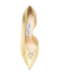 goldene verzierte Leder Pumps von Jimmy Choo