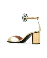 goldene verzierte Leder Sandaletten von Marco De Vincenzo