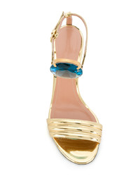 goldene verzierte Leder Sandaletten von Marco De Vincenzo