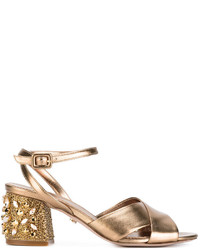 goldene verzierte Leder Sandaletten von Le Silla
