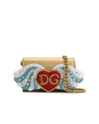 goldene verzierte Leder Umhängetasche von Dolce & Gabbana