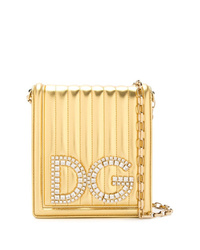 goldene verzierte Leder Umhängetasche von Dolce & Gabbana