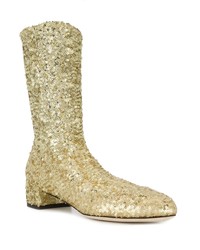 goldene verzierte Pailletten Stiefeletten von Dolce & Gabbana