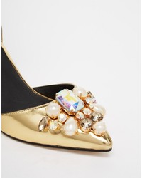 goldene verzierte Pumps von Asos