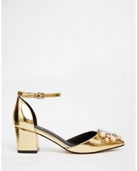 goldene verzierte Pumps von Asos