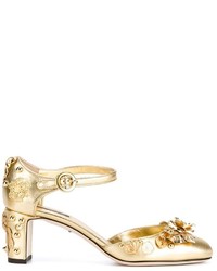goldene verzierte Pumps von Dolce & Gabbana