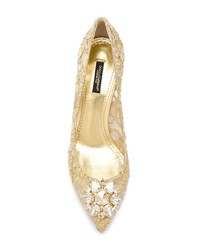 goldene verzierte Spitze Pumps von Dolce & Gabbana