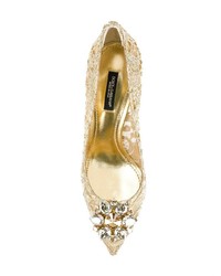 goldene verzierte Spitze Pumps von Dolce & Gabbana