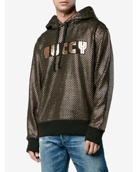 goldener bedruckter Pullover mit einem Kapuze von Gucci