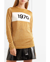 goldener bedruckter Pullover mit einem Rundhalsausschnitt von Bella Freud