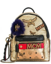goldener Leder Rucksack von MCM
