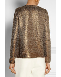 goldener Strickpullover von Oscar de la Renta