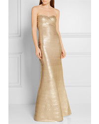 goldenes Ballkleid von Herve Leger