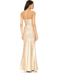 goldenes Ballkleid von Herve Leger