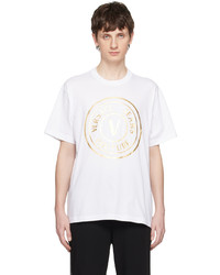goldenes bedrucktes T-Shirt mit einem Rundhalsausschnitt von VERSACE JEANS COUTURE