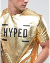 goldenes bedrucktes T-shirt von Asos