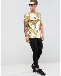 goldenes bedrucktes T-shirt von Asos