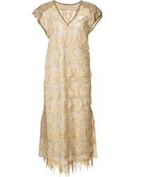goldenes besticktes gerade geschnittenes Kleid von Tsumori Chisato