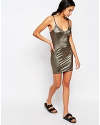 goldenes figurbetontes Kleid von Missguided