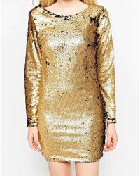 goldenes gerade geschnittenes Kleid aus Pailletten