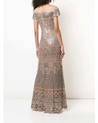 goldenes Pailletten Ballkleid von Tadashi Shoji