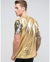 goldenes T-shirt mit Blumenmuster von Asos