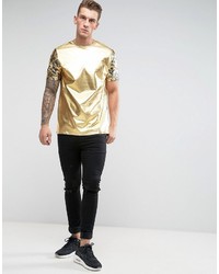 goldenes T-shirt mit Blumenmuster von Asos