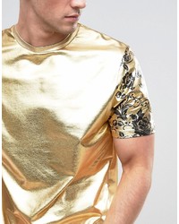 goldenes T-shirt mit Blumenmuster von Asos