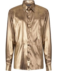 goldenes verziertes Langarmhemd von Dolce & Gabbana