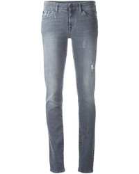 graue enge Jeans aus Baumwolle mit Destroyed-Effekten von 7 For All Mankind