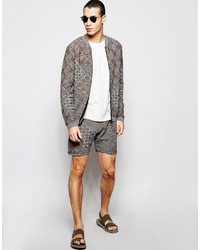 graue Baumwollshorts mit geometrischem Muster von Asos