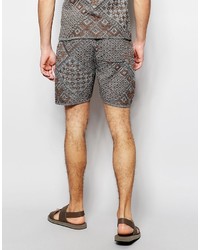 graue Baumwollshorts mit geometrischem Muster von Asos