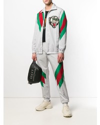 graue bedruckte Bomberjacke von Gucci