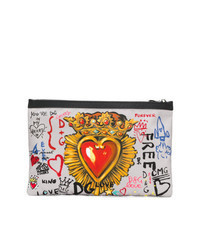 graue bedruckte Clutch Handtasche