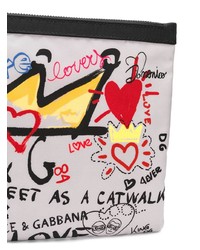 graue bedruckte Clutch Handtasche von Dolce & Gabbana