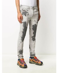 graue bedruckte enge Jeans von Diesel