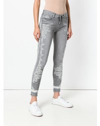 graue bedruckte enge Jeans von 7 For All Mankind