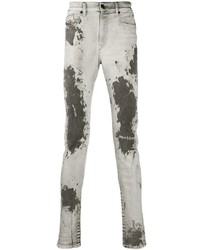 graue bedruckte enge Jeans von Diesel