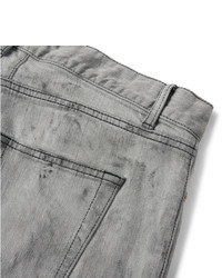 graue bedruckte enge Jeans von Saint Laurent