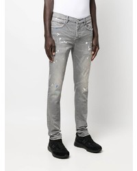 graue bedruckte enge Jeans von purple brand