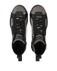 graue bedruckte hohe Sneakers aus Leder von Dolce & Gabbana