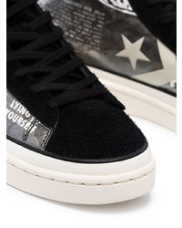 graue bedruckte hohe Sneakers aus Leder von Converse