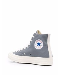 graue bedruckte hohe Sneakers aus Segeltuch von COMME DES GARÇONS PLAY X CONVERSE